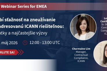 Plagát ku online webináru od spoločnosti ICANN
