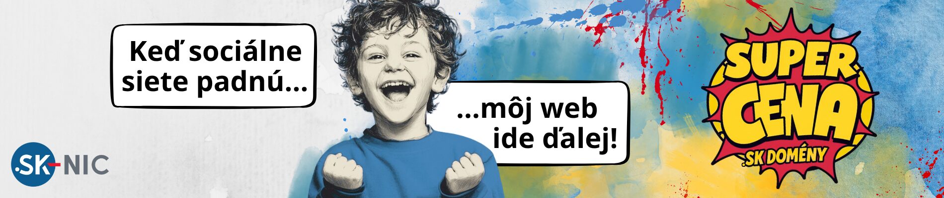 Keď sociálne siete padnú, môj web ide ďalej 1 Banner spoločnosti sk-nic na akciovú cenu domény - máj 2026